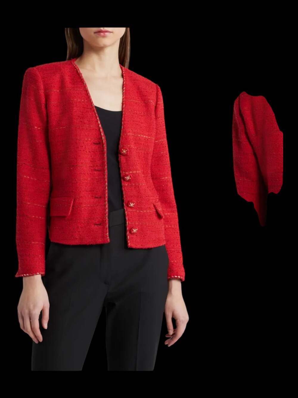 2 Kobi Halperin Clara Red Tweed Cropped Jacket. NWT I XS 
NWT MED